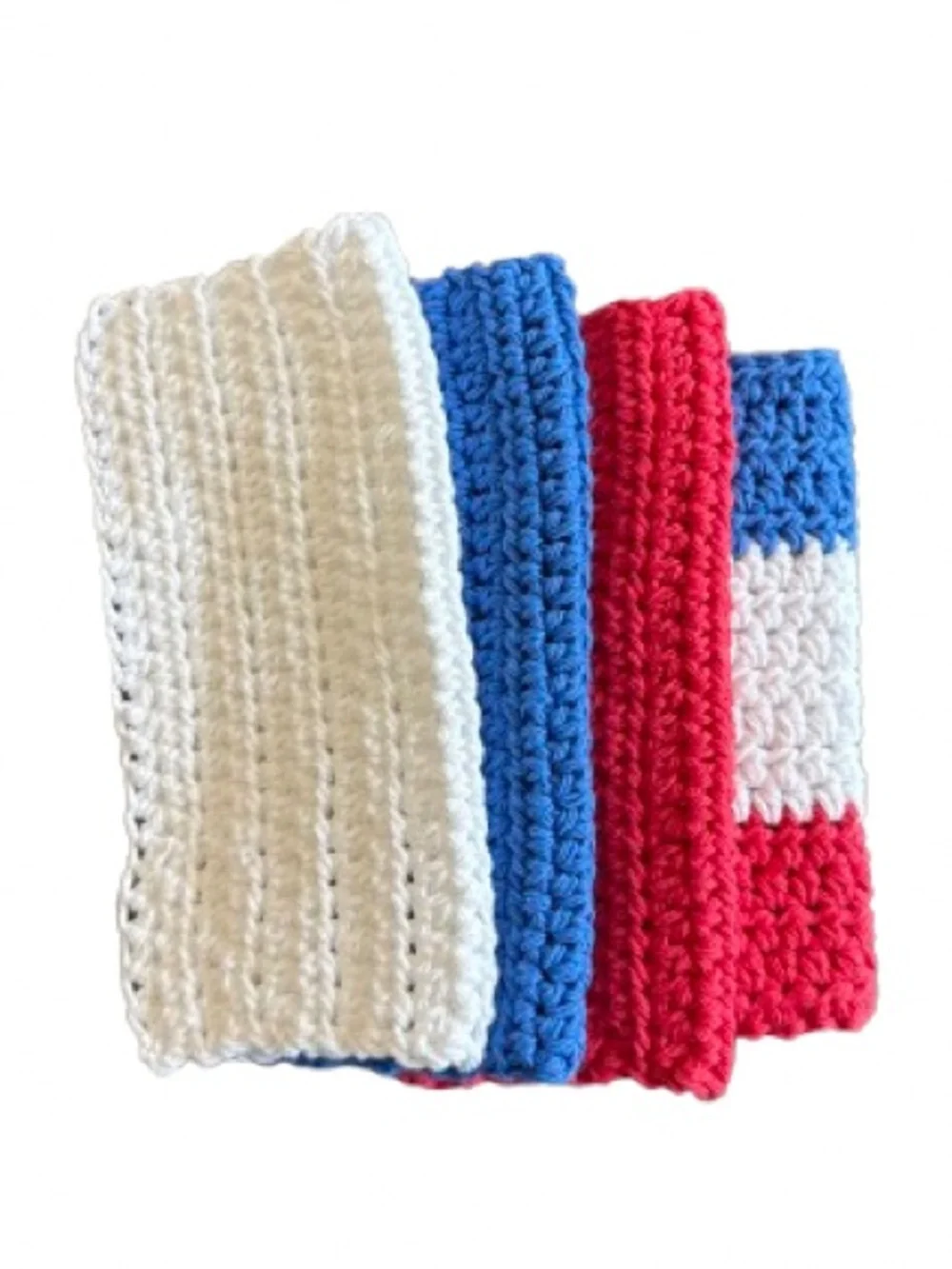 Handmade Crochet Dishcloths Set of 4 Merica Patriotic Washcloths